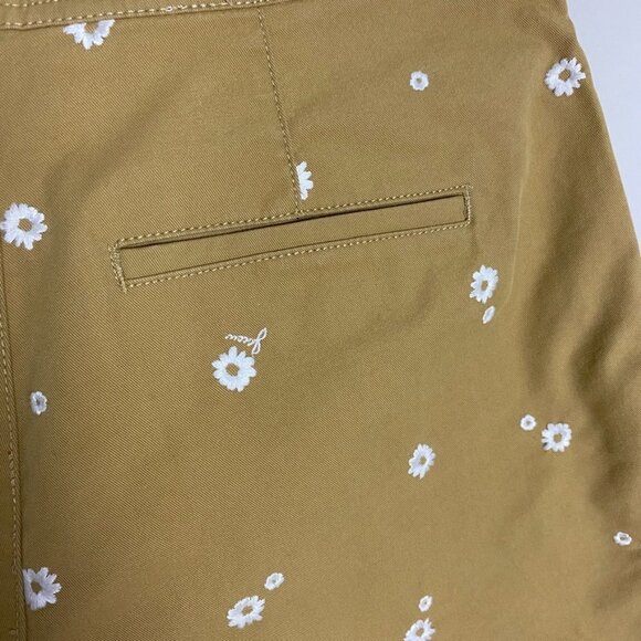 J Crew Cuffed Hem Shorts Embroidered Daisy Tan 10 High Rise Floral - Picture 5 of 7